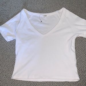 garage white knit v neck top